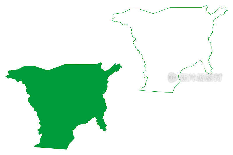 马达莱纳市(Ceará state，市政当局巴西，巴西联邦共和国)地图矢量插图，涂鸦马达莱纳地图
